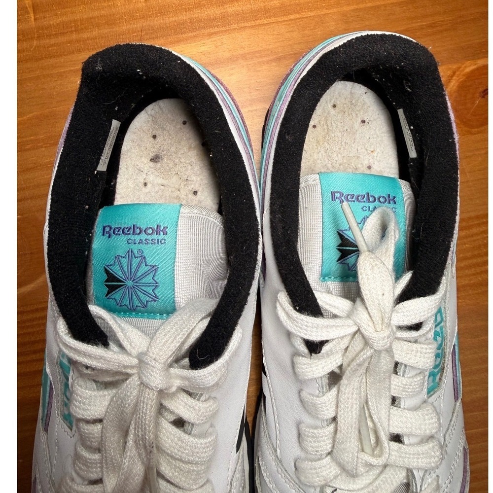 Reebok Classic Leather Ripple White Teal Purple Mens 7 Womens 9 Sneakers EG5247 - Picture 4 of 8